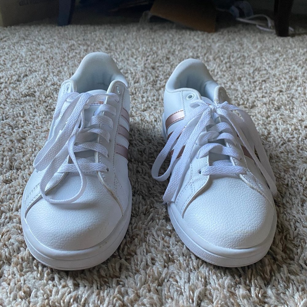 White and gold Adidas